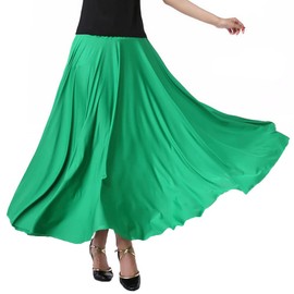 BEYANE Women's Ballroom Dance, Practice Wear, Skirt, Long, Medium, Dance, Latin, Simple, green