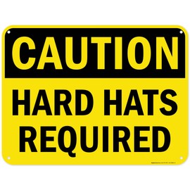 Caution Hard Hats Required OSHA Sign, 18x24 Inches, 55 mil thick HDPS (high density polystyrene), Made in USA by My Sign Center