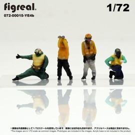 figreal 1/72 U.S.NAVY(1)YE4b 4体 彩色済みフィギュア 甲板作業員 アメリカ海軍 フライトデッキクルー レインボーギャング 黄