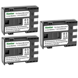 Kastar Battery (3-Pack) for Canon NB-2L NB-2LH NB-2L12 NB-2L14 NB-2L24 and PowerShot G7 G9 S30 S40 S45 S50 S60 S70 S80 DC410 DC420 VIXIA HF R10 HF R100 HF R11 EOS 350D 400D Digital Rebel XT Xti