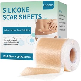 FENTERXY Láminas de Silicona para Cicatrices, Cinta de Silicona para Cicatrices (Rollo de 4 x 304 cm), Cintas para Cicatrices quirúrgicas, queloides y cesáreas