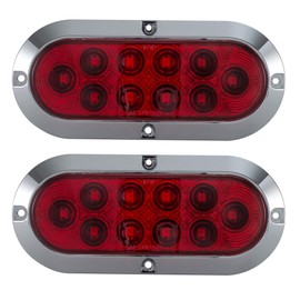 Long Haul Red 6" Oval Surface Mount Stop/Tail/Turn LED with Chrome Bezel | Kit (2 Pack)