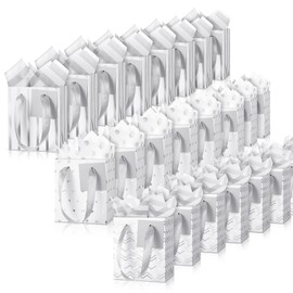 Tenare 24 Pcs Mini Metallic Gift Bags with Handle Tag Tissue Paper, Small Gift Bag for Wedding Baby Shower Birthday(Silver, White, 9 x 4 x 7 Inch)