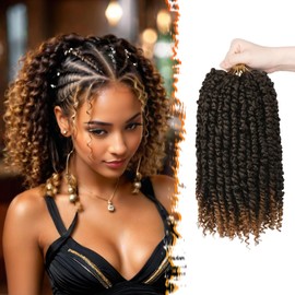BARSDAR Passion Twist Hair, 12 Inch Passion Twist Braiding Hair 8 Packs Short Curly Bomb Twist Crochet Hair Ombre Blonde Pre-Twisted Synthetic Dreadlocks Braiding Hair for Black Women T27#