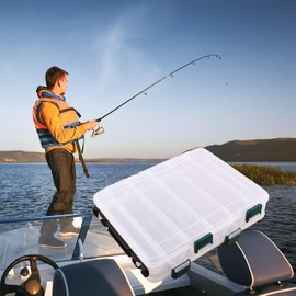 Fishing Tackle Box, 12 Compartments Bait Box Compartments Double-Sided Fishing Bait Case Made of Plastic