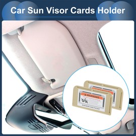 INFINAUTO Car Sun Visor Organizer, Auto Visor Storage Pouch Elastic Slot with Sunglasses Holder for Cards License Pen Organizer ABS Beige Visor Panel Organizer