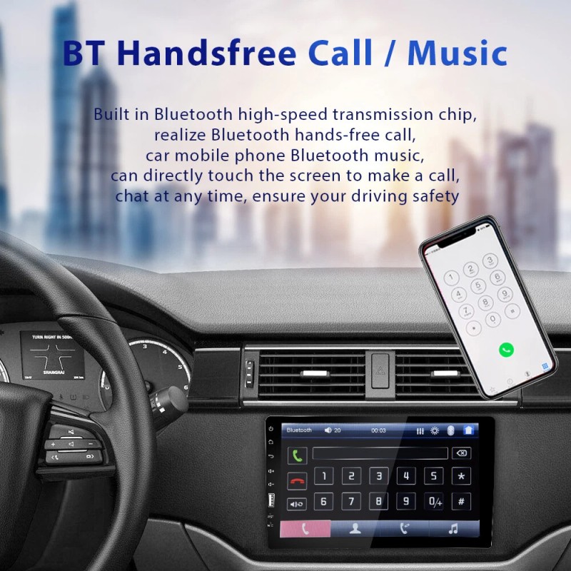 Camecho 9" Single 1 Din Car Stereo Radio Bluetooth FM