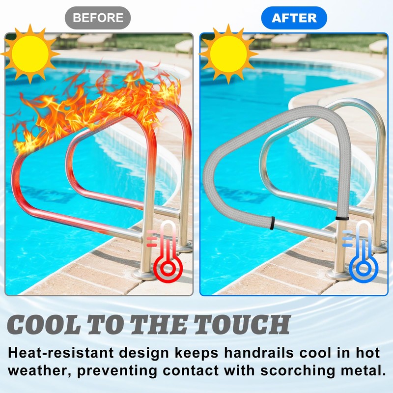 Kakolvan Swimming Pool Handrail Cover, Non-Slip Railing Handle Grip Covers