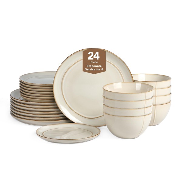 Stone Lain Infinity 24-Piece Dinnerware Set Stoneware, Plates and Bowls