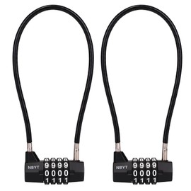 NBYT Steel Cable Rope 4-Digit Combination Lock, Cabinet Door Handle Padlock, diameter3/16, length11,Suitable for Lockers, File Cabinets, Wardrobes, Small Fences, Small Sheds, Pet Door Locks.