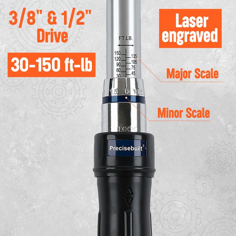 Precisebuilt 3/8" x 1/2" Drive 30-150 ft-lb Click Tech Torque