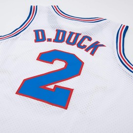Mens Basketball Jersey #2 D Duck 90s Moive Space Shirts (White, Small)