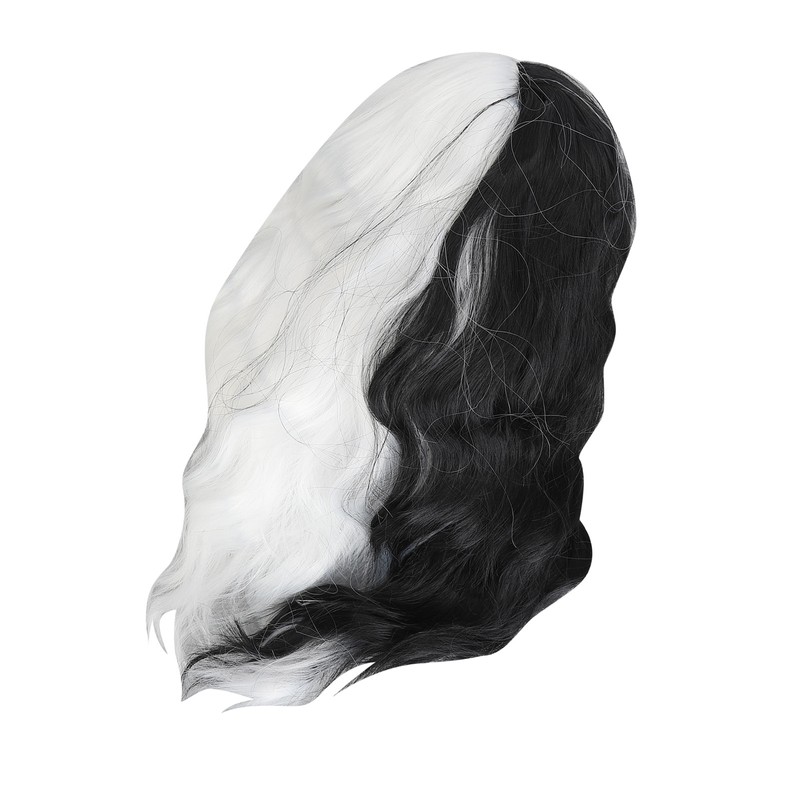 Black and White Short Curly Wig Women Cosplay Party Shoulder