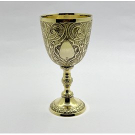 Morcomart - Copa de cáliz de latón de estilo antiguo, taza de comunión clásico hecha a mano para iglesia, eventos temáticos medievales y bodas (latón pulido)