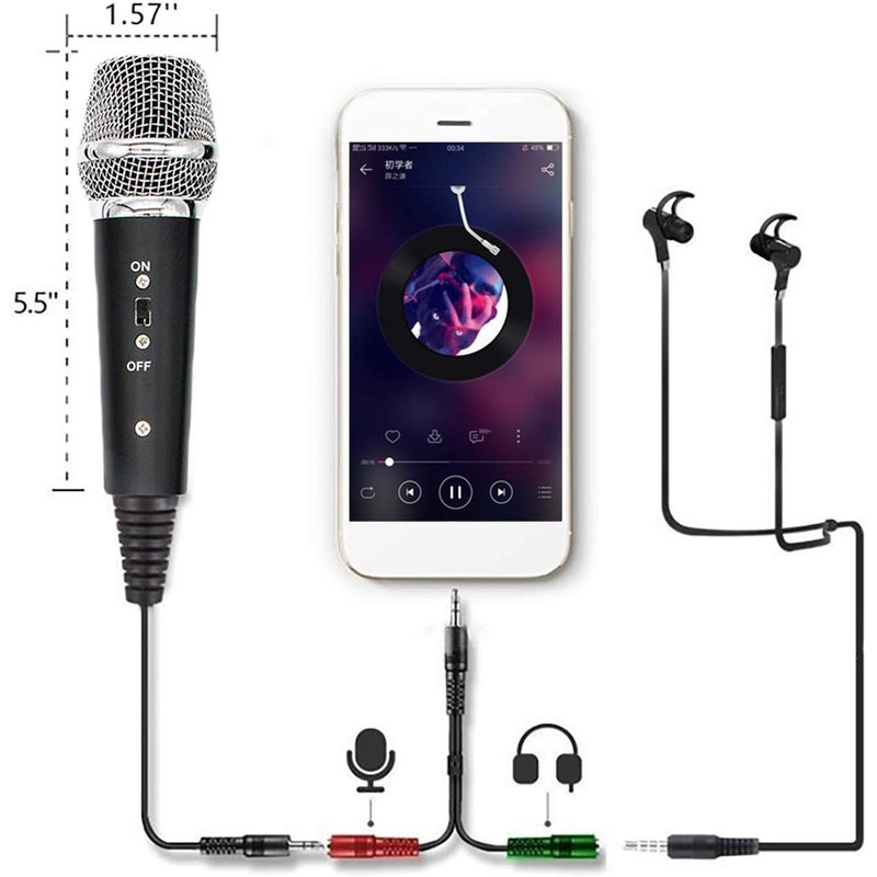 Condenser Microphone, Karaoke/Smartphone Microphone, Tabletop Microphone, Podcast, Omnidirectional, Mini Microphone,