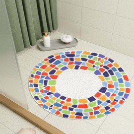 Safety Shower Mat, Non-Slip, 60 x 60 cm, Round Shower Mat, PVC Loofah, Soft Comfort Shower Mat, Non-Slip, Non-Slip Mat for Bathroom, Shower Trays (Multi-Colour)