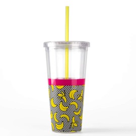 Mustard M12042 plátano - Taza de paja de doble pared, plástico, 568 ml, tamaño grande
