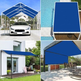 Coarbor 11'x15' Straight Edge Sun Shade Sail Rectangle Canopy Cover 240GSM Grommets Placed All Edges for Outdoor Pergola Patio Gazebo Deck Yard-Blue