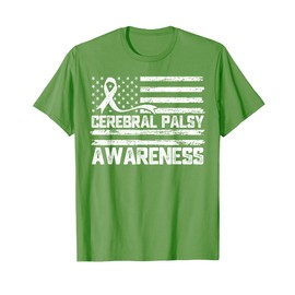 Cerebral Palsy Awareness Month American Flag Ribbon T-Shirt