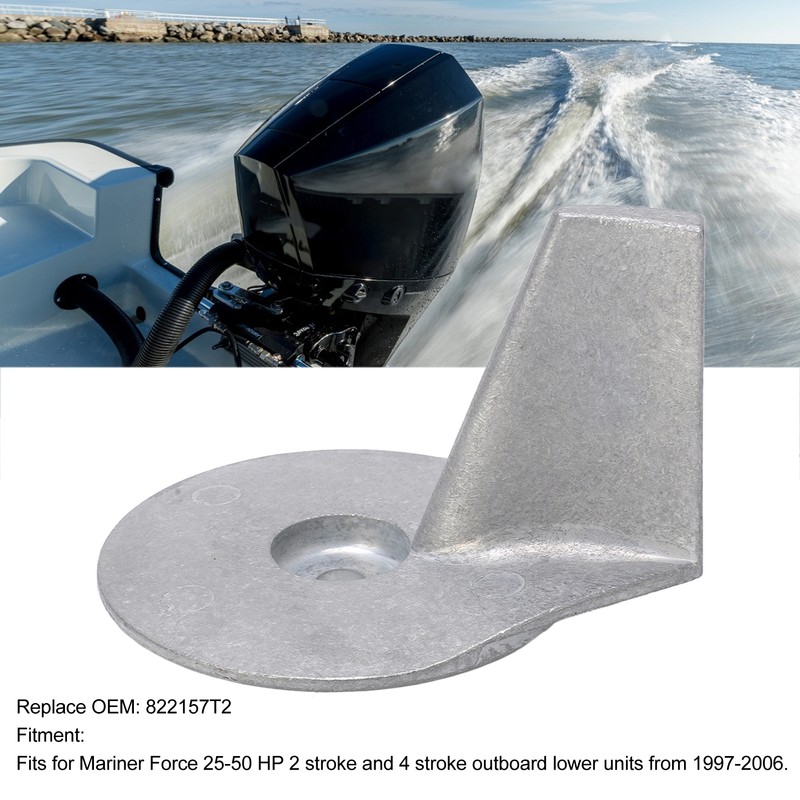 Zinc Alloy Trim Tab Anode 822157T2 for Mariner Force 25‑50