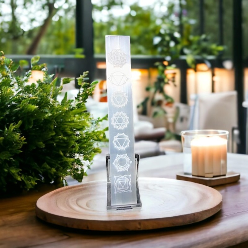 Steinfixx® Real Selenite Charging Plate | Ruler with Beautiful Engraved