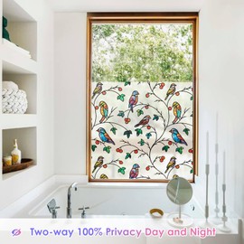 DKTIE Retro Stain Glass Window Film for Glass Bas-Relief Texture 2nd Generation Frosted Film Two-Way Privacy Day and Night 3D Static Stained Glass Cling Tint (G628, 35.4" x 78.7")