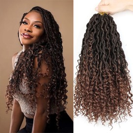 LMZIM 14 inch Goddess Locs Crochet Hair 8 Packs Boho Locs Crochet Braids,Hippie Locs Crochet Hair for Black Women Faux locs Croceht Hair Pre Looped River Locs Crochet Hair with Curly Ends 1B/30