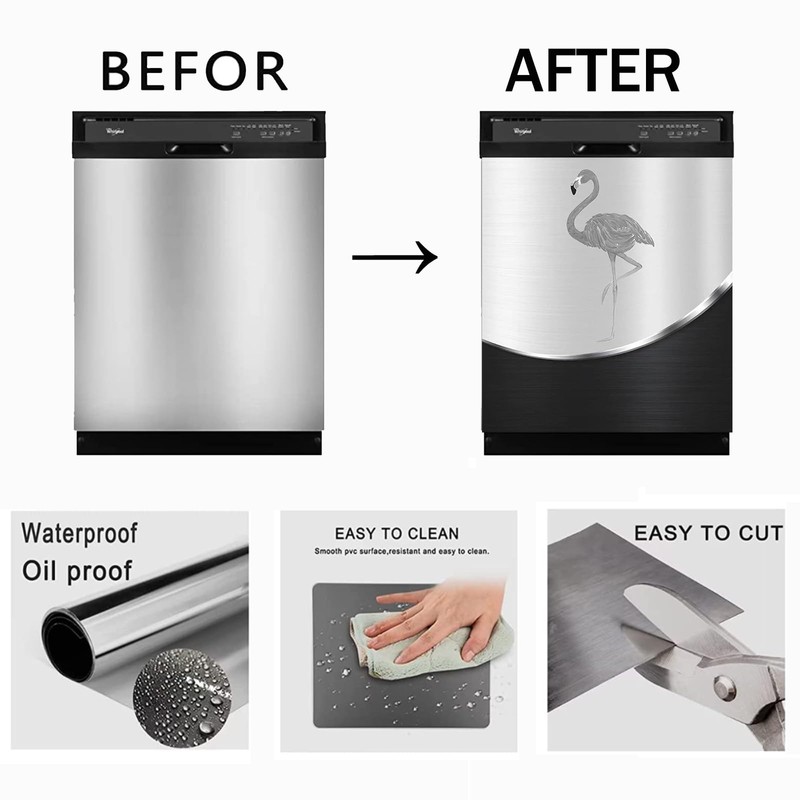Flamingo Dishwasher Magnetic Decorative Cover Kitchen Dishwashers Magnet Cover Stainless