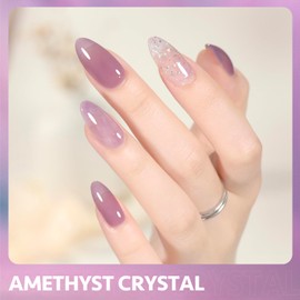 GAOY Jelly Nude Purple Gel Nail Polish, 16ml Sheer Neutral Translucent Soak Off Gel Polish, UV Light Cure for Nail Art DIY, 1721 Amethyst Crystal