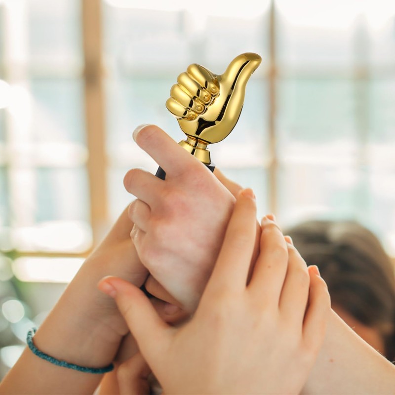 Veemoon Thumbs Up Trophy Gold Finger Hand Trophy for Award