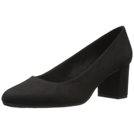Easy Street Women's Proper Pump, Black Suede, 8 Wide