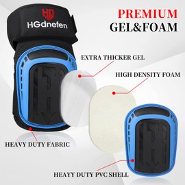 HGdnefen Professional Work Knee Pads，Construction Knee Pads for Men and Women，Upgrade Thickened Foam Pads and Gel，for Roofing Gardening Cleaning Floors ，Adjustable Thigh