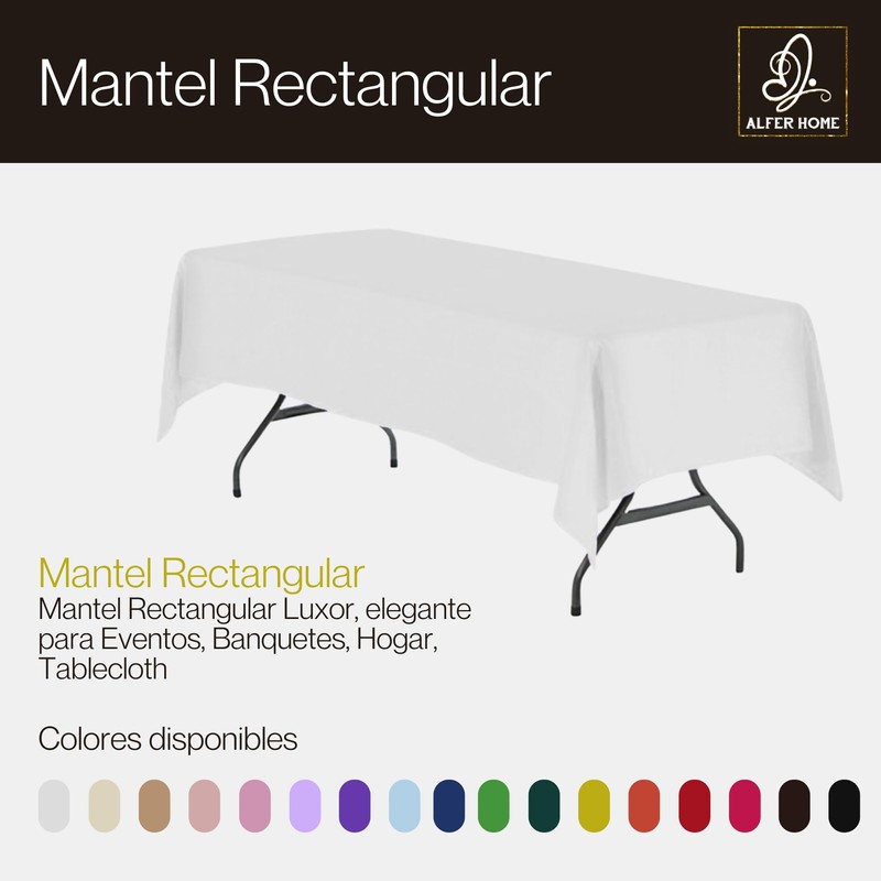 ALFER HOME - Mantel Rectangular Luxor, Elegante para Eventos, Banquetes,