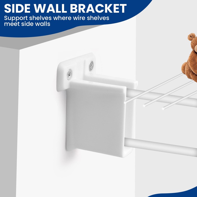 ZIUZI 4 Pcs Wire Shelf End Bracket, White Plastic Wall