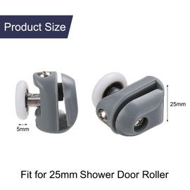 uxcell 4 Pcs Shower Door Rollers, 25mm Dia ABS Bathroom Glass Door Top Twin Rollers Runners for 4-5mm Glass Door, Kitchen Sliding Door Pulleys Wheels Replacement with Screw, Silver
