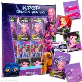 Kpop Demon Hunters Sticker Favor Party Packs, 16 Packs of Stickers, Ready for Personalization, Birthday, Valentine's Day, Favors & Goodie Bags