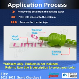 Reflective Concepts 2021-2025 Jeep Grand Cherokee L Limited Liftgate Emblem Overlay Decal Stickers - (Color: Purple)