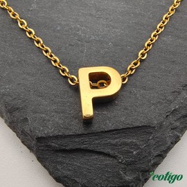 cotigo Initial Necklace Stainless Steel Women's Necklace with Small Letter A-Z Pendant - Jewellery Gift for Mother, Birthday, Girlfriend or Friends, Colour Silver and Golden, Stainless Steel