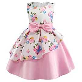 CMMCHAAH Baby Girls Flower Dresses Toddler Pageant Party Easter Floral Print A Line Dress (068 Pink,100)