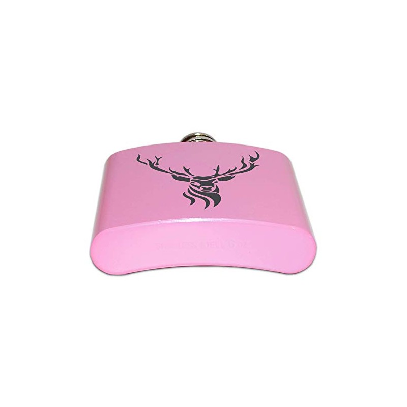 Hip Flask Pink with Deer Antlers, 6 oz | Gift