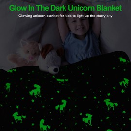 Unicorn Blanket for Girls, Unicorn Glow in The Dark Blankets for Girls/Kids, Kids Blankets for Girls, Unicorns Gifts for Girls Age 3-12, Toddler Blanket for Girls, Soft Fleece Blanket Throw 40"x60"