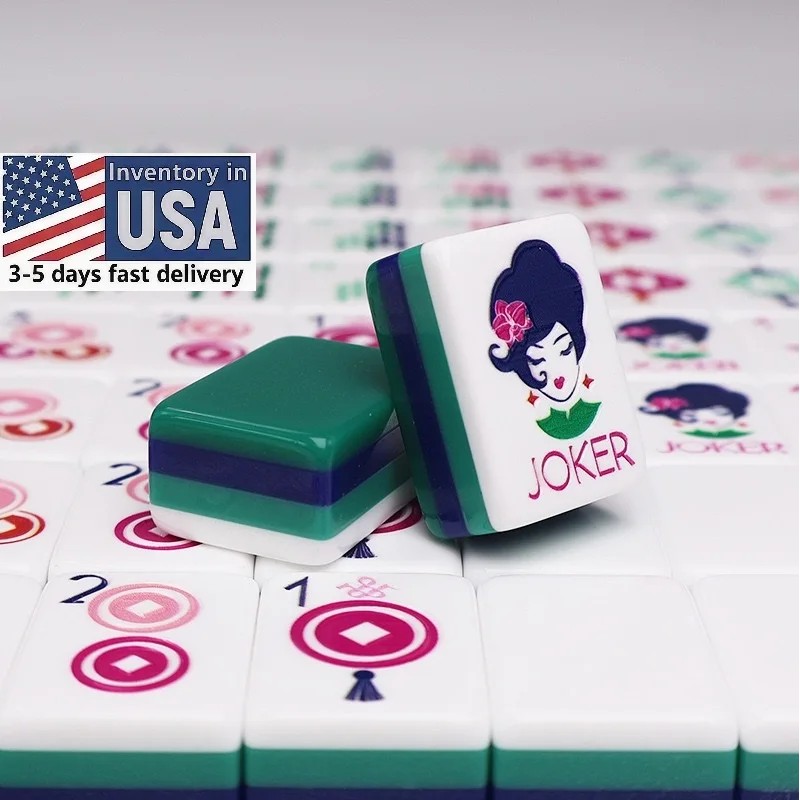 Dark Green Mahjong Acrylic Mahjong Tiles 4-layer Engraved American Mahjong
