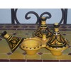 Handmade Moroccan Ceramic Triple Tagine Yellow Spice Holder