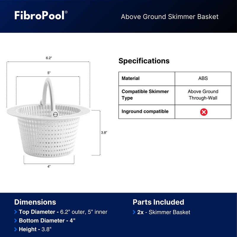 FibroPool Above Ground Swimming Pool Through-Wall Skimmer Basket with Handle