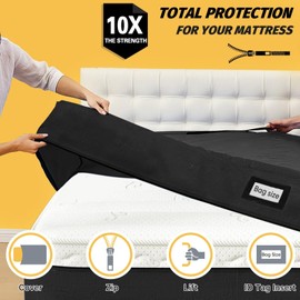 Mattress Bags for Moving and Storage, BETU Twin Mattress Protector Waterproof Mattress Cover with 8 Heavy Duty Handles and Zipper Extra Thick Moving Supplies for Dorm Bed (2 Pack:77x42x13.5 Black)