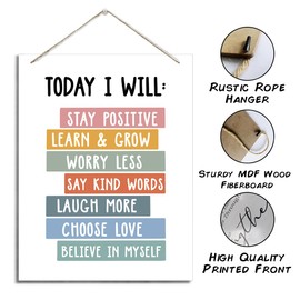 ZPPRJF Stay Positive Sign, Decorative Hanging Wood Plaque for Wall, Mental Health Decor, Positive Home Decor, Inspirational Wood Sign, Positive Thinking Decoration for Home Office, Encouragement Gift