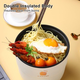 Hot Pot Elektrischer, Antihaftbeschichteter Bratpfannen-Elektroherd 1,8 L Schnellnudelkocher, 300 W Schnellnudel-Elektrotopf-Reiskocher, Elektrischer Kochtopf für Steak, Ei,