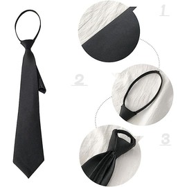 JJLFresheners 42cm Black Women 's Narrow Necktie with Zipper Adjustable Neck Tie Elegant All-match Trendy Unisex Casual Business Length