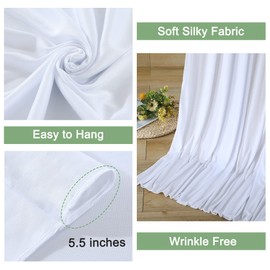5ft x 10ft White Backdrop Curtain for Parties Wedding White Wrinkle Free Backdrop Drapes Panels for Baby Shower Gender Reveal Birthday Photo Photography Polyester Fabric Background Decoration
