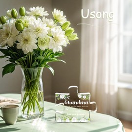 Usong Grandma Birthday Gifts with Giftpack, Gifts for Grandma, Nanny Gifts, Nanny Birthday Gifts for Christmas Mothers Day Acrylic Puzzle Ornament 3.9x3.3x0.6 inch